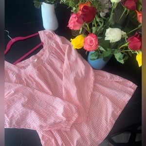 TERRA & SKY PINK (Coral) & WHITE STRIPED TOP, 2X